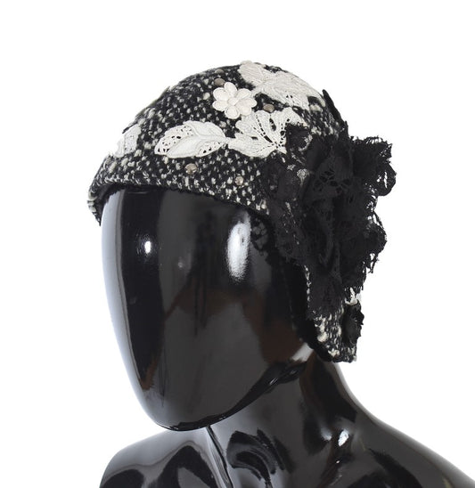 Elegant Floral Lace-Embroidered Cloche Hat