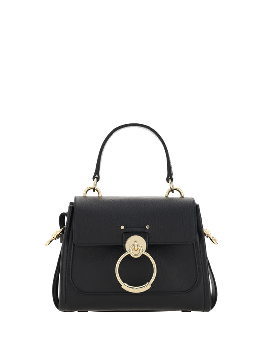 Black Calf Leather Tess Handbag