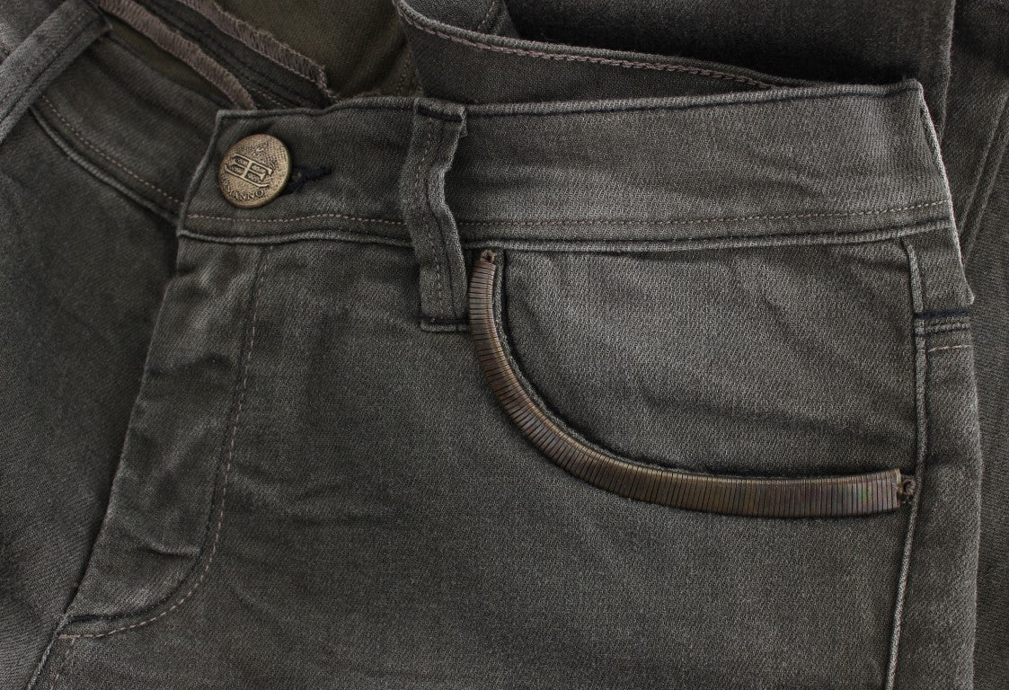 Gray Wash Cotton Blend Slim Fit Jeans