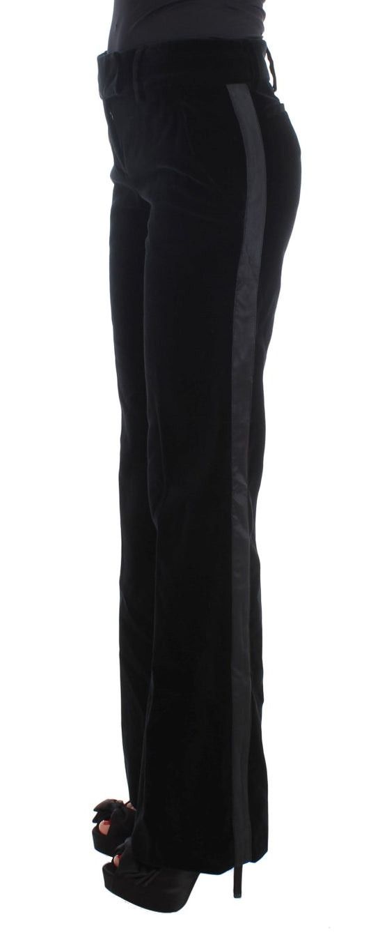 Elegant Black Wide Leg Silk Blend Pants