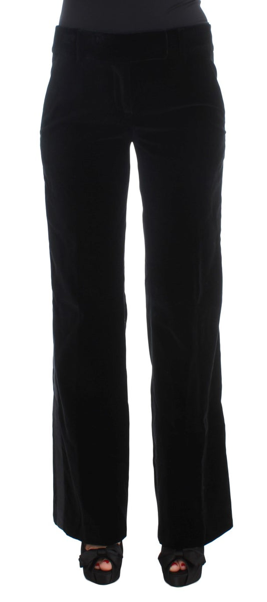 Elegant Black Wide Leg Silk Blend Pants
