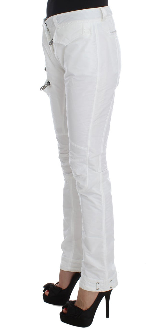 Chic White Nylon Cargo Pants by Italian Designer