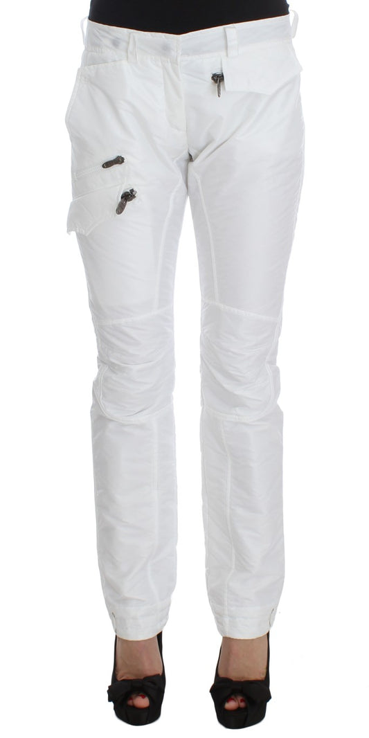 Chic White Nylon Cargo Pants by Italian Designer