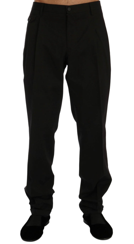 Brown Striped Straight Fit Trousers