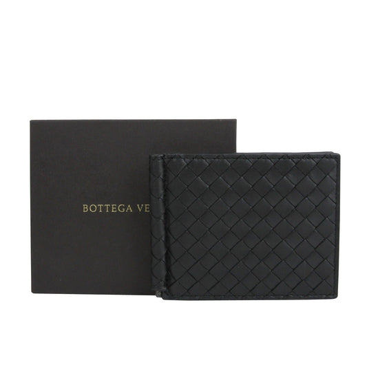 Bottega Veneta Men's Intercciaco Black Leather Intercciaco Woven Wallet