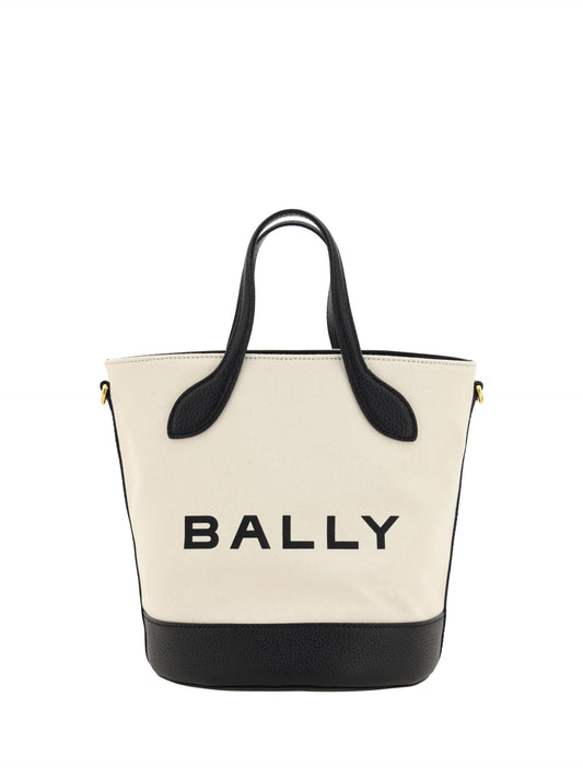 White and Black Leather Bucket Bag