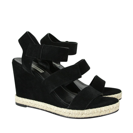 Balenciaga Women's Wedge Platform Black Suede Sandals