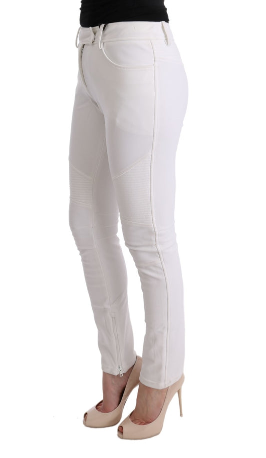 Chic White Slim Fit Cotton Trousers