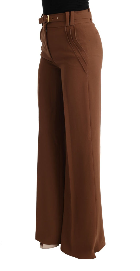 Elegant Boot Cut Brown Polyester Pants