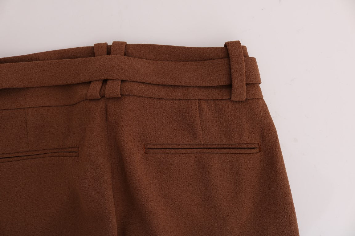 Elegant Boot Cut Brown Polyester Pants
