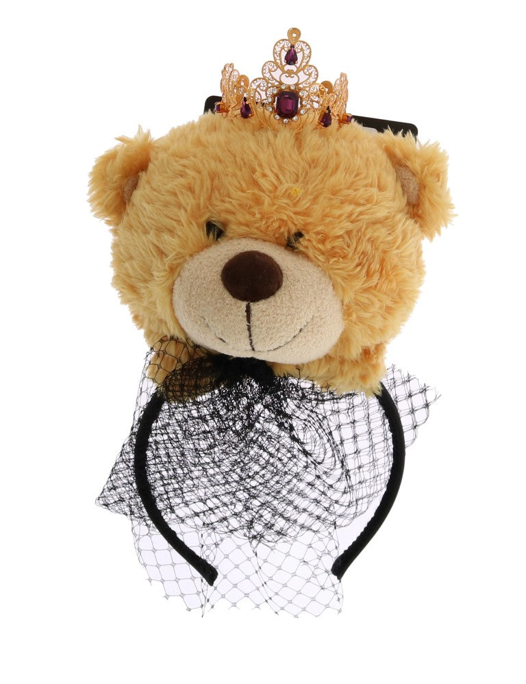 Teddy Bear Gold Crown Crystal Hairband