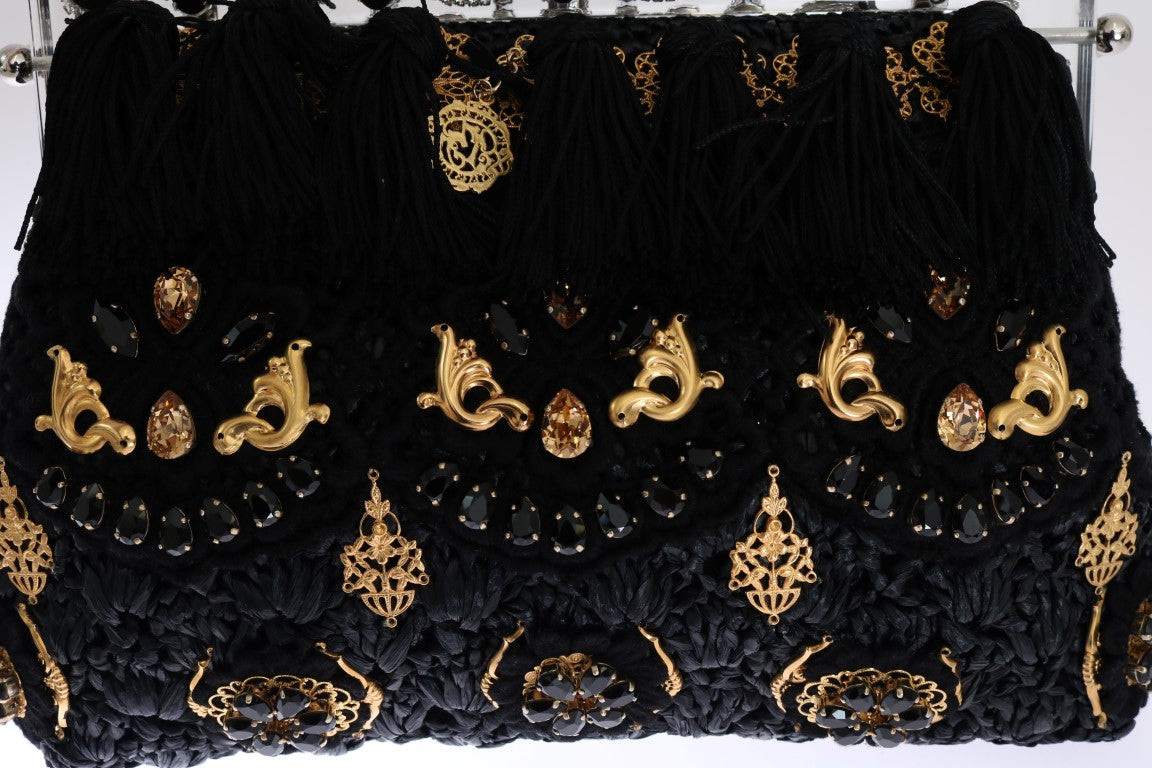 Elegant Black Tassel Gold Baroque VANDA Clutch