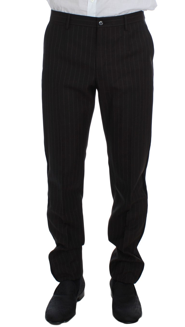 Elegant Brown Striped Three-Piece Tuxedo