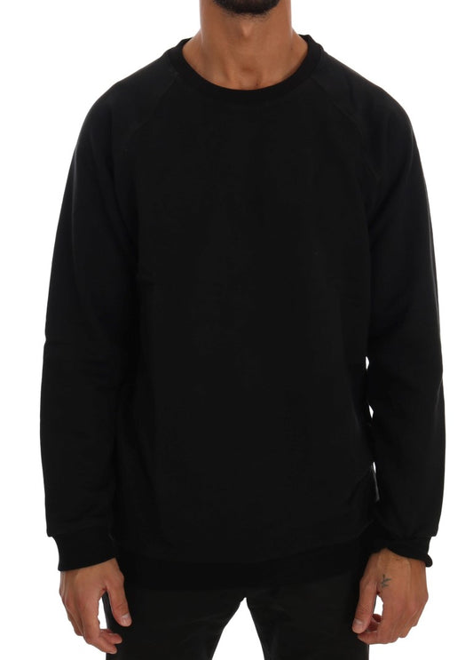 Elegant Black Cotton Crewneck Sweater