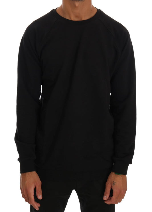 Elegant Black Cotton Crewneck Sweater