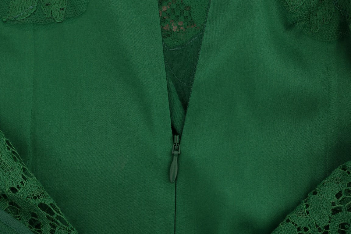 Elegant Green Floral Lace Sleeveless Blouse