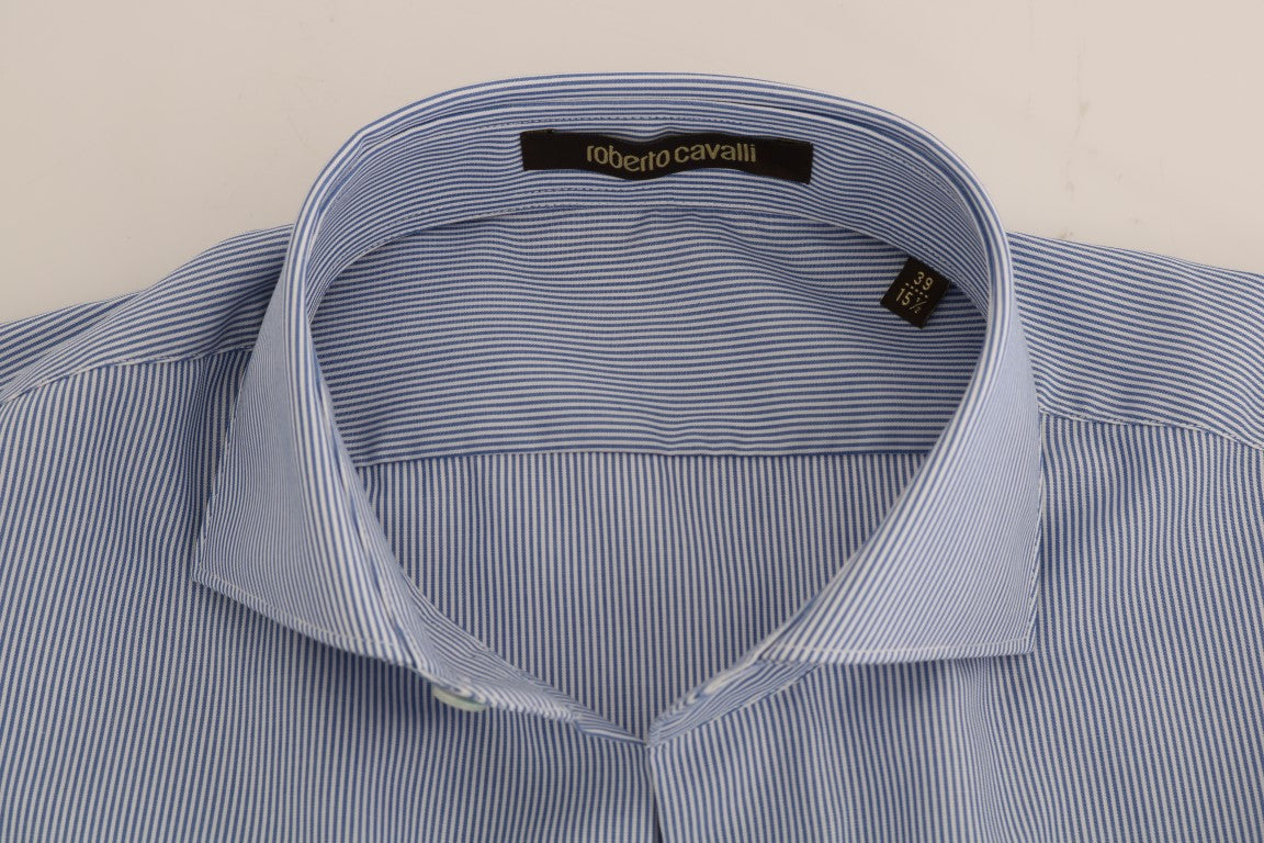Elegant Blue Striped Formal Shirt
