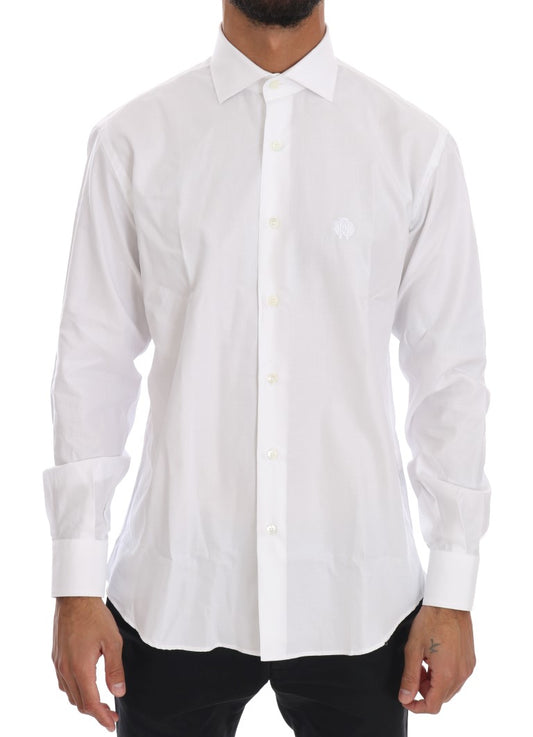 Elegant Diagonal Striped White Formal Shirt