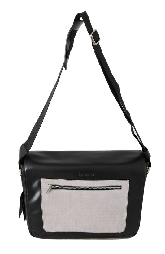 Elegant Two-Tone Leather Messenger Bag