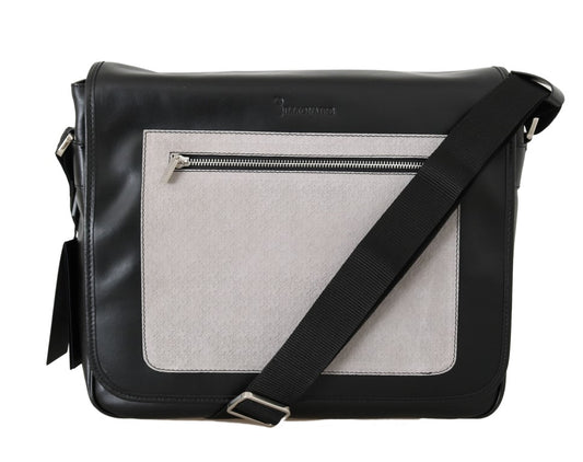 Elegant Two-Tone Leather Messenger Bag