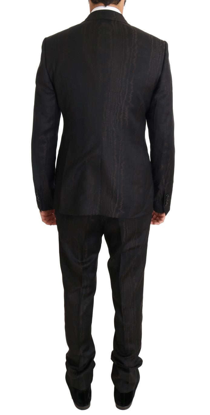 Elegant Brown Wool Three-Piece Suit