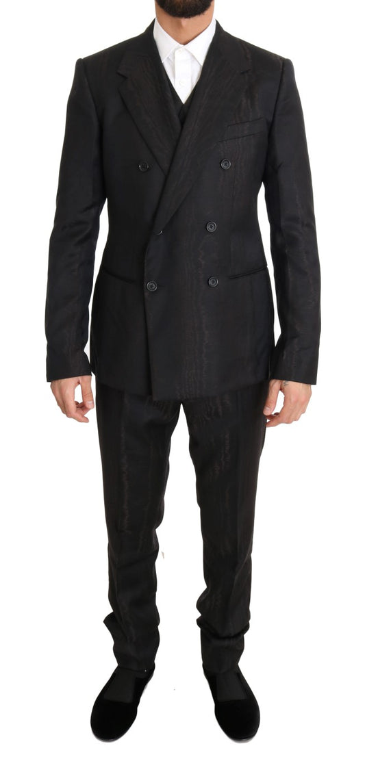 Elegant Brown Wool Three-Piece Suit