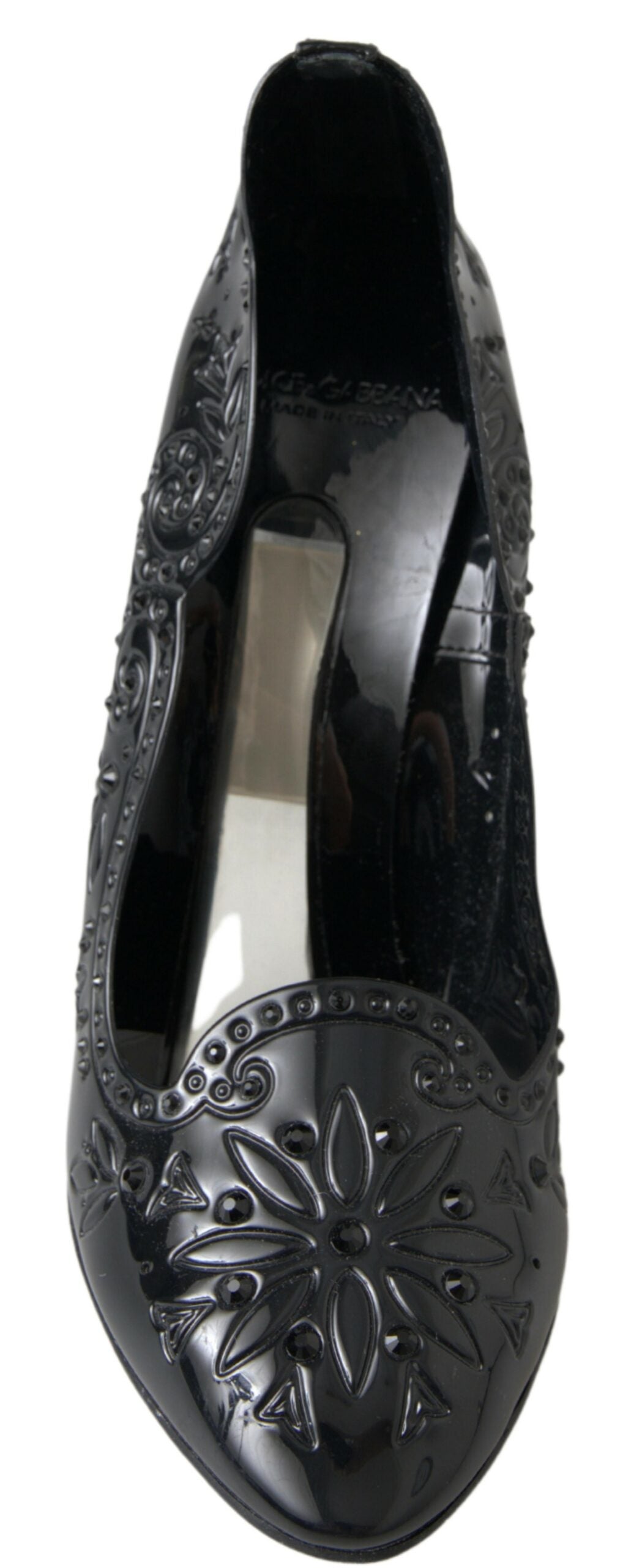 Elegant Black Crystal Cinderella Pumps