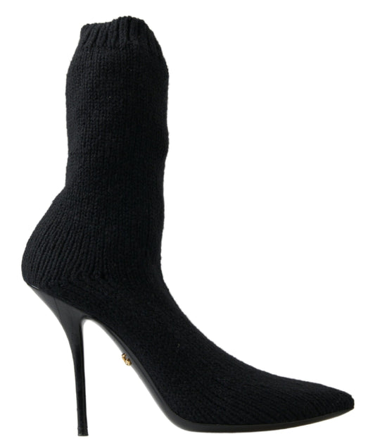 Black Stiletto Heel Mid Calf Women Boot Shoes