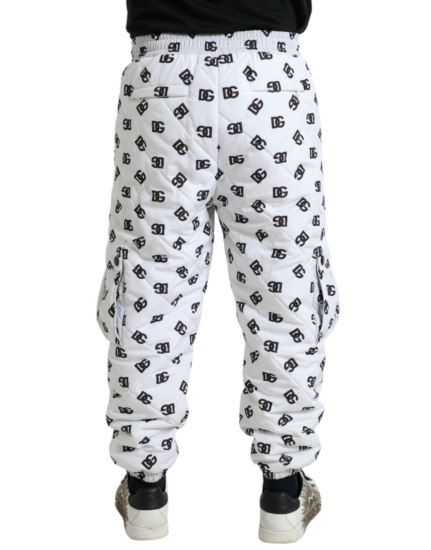 Chic White Jogger Pants with Iconic DG Print