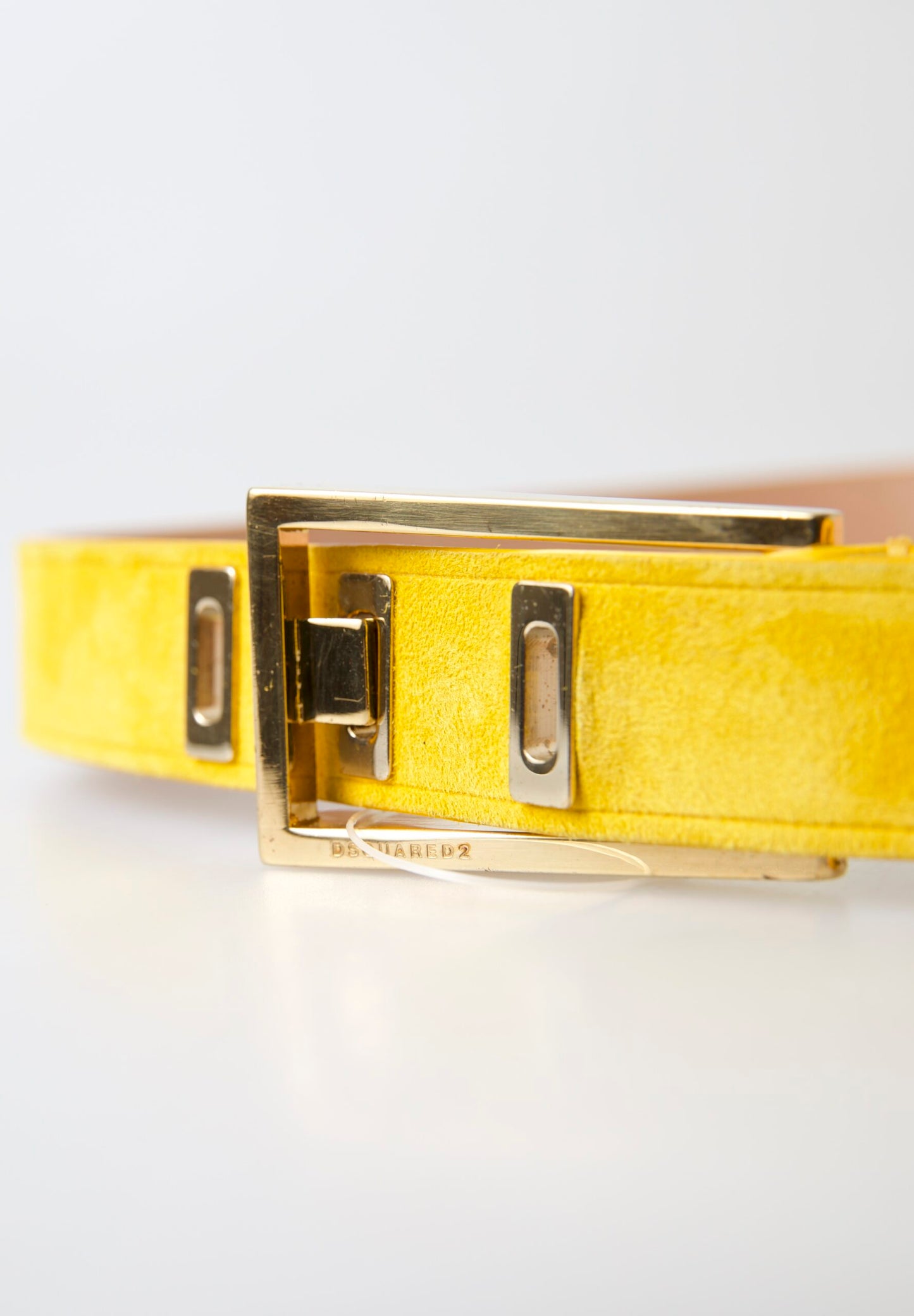 Chic Yellow Suede Leather Waist Belt
