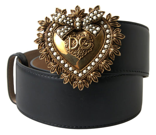 Elegant Black Leather Devotion Belt