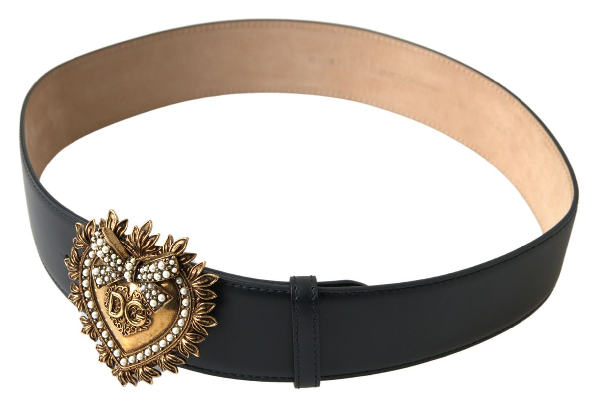 Elegant Black Leather Devotion Belt