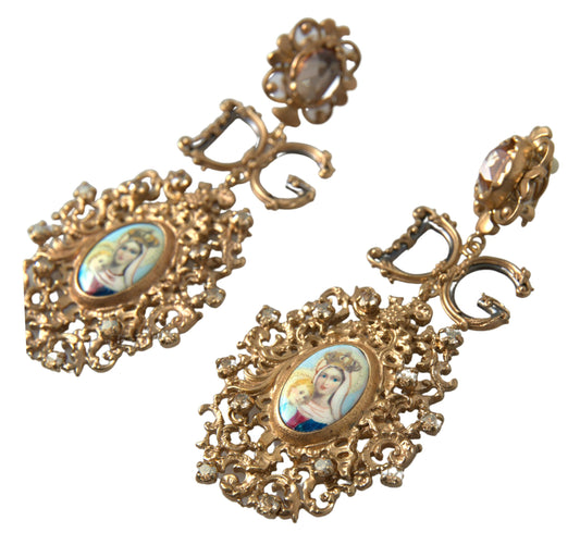 Elegant Gold Crystal Clip-On Earrings