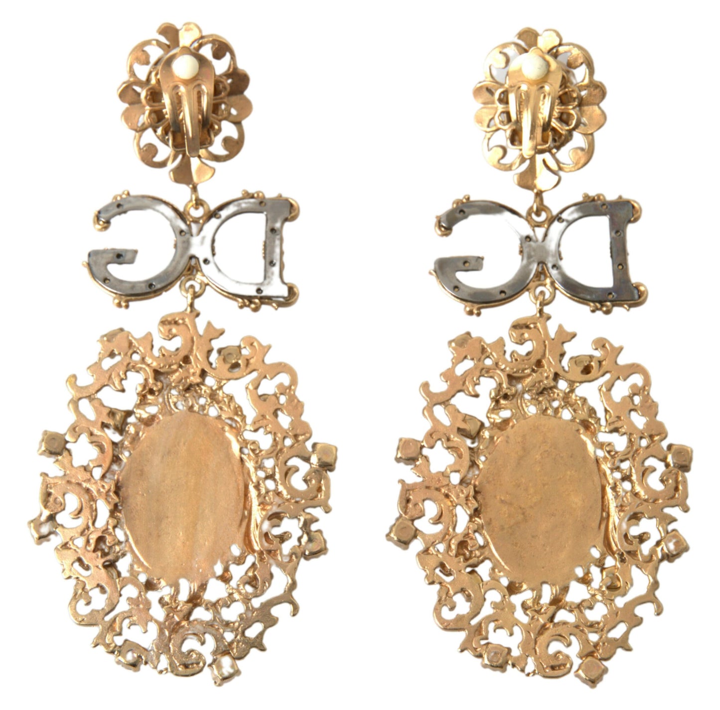 Elegant Gold Crystal Clip-On Earrings