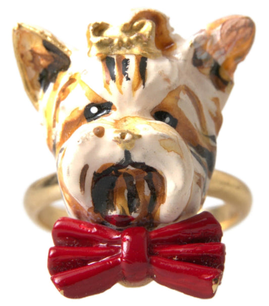 Gold Brass Resin Beige Dog Pet Accessory Ring