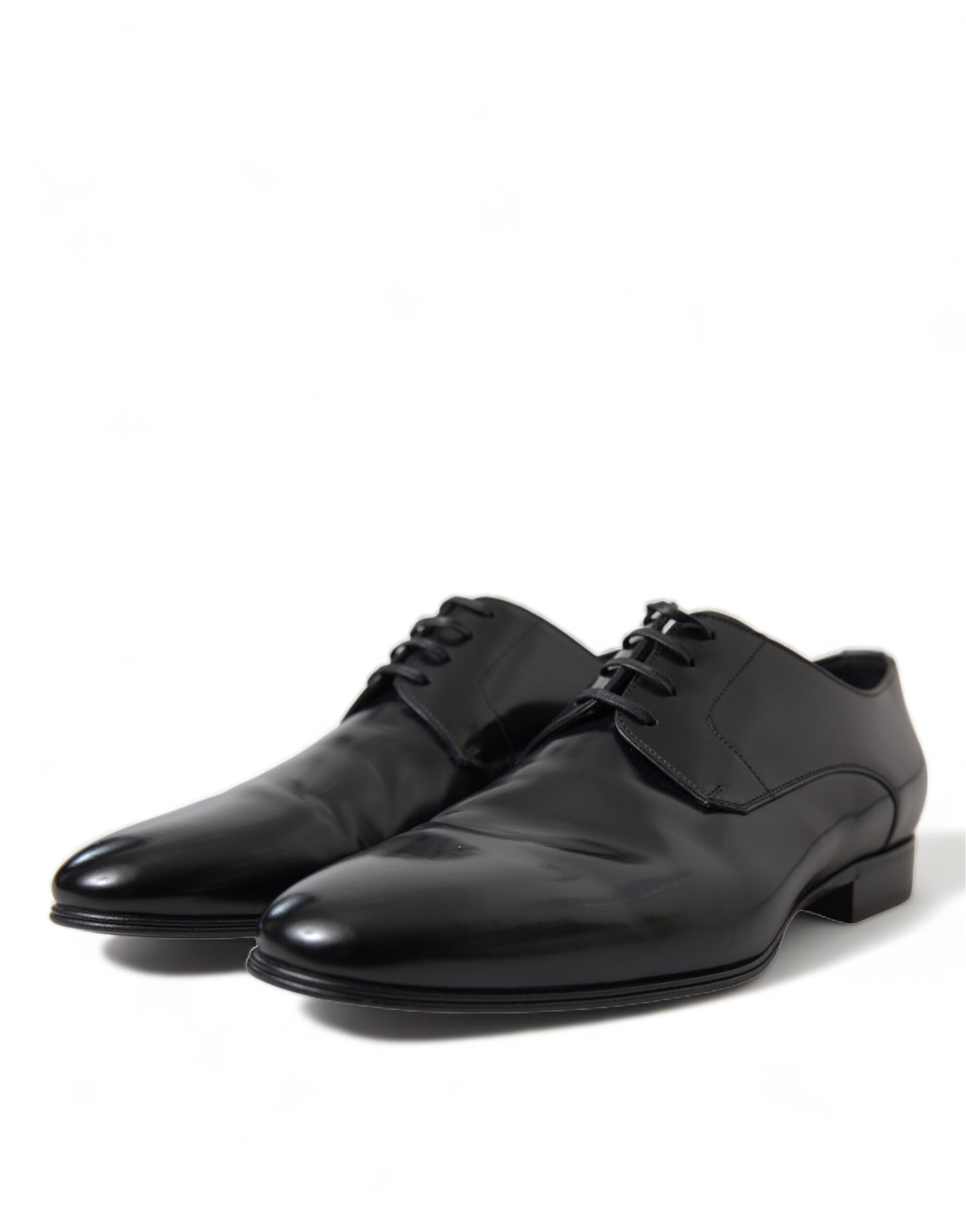 Elegant Black Leather Lace-Up Derby Shoes