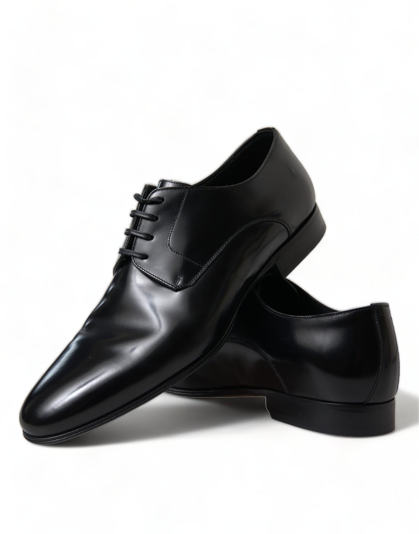 Elegant Black Leather Lace-Up Derby Shoes