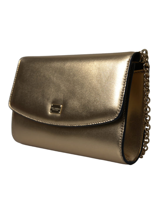 Metallic Gold Lambskin Leather Crossbody Mini Bag