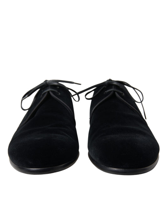 Elegant Black Velvet Derby Dress Shoes