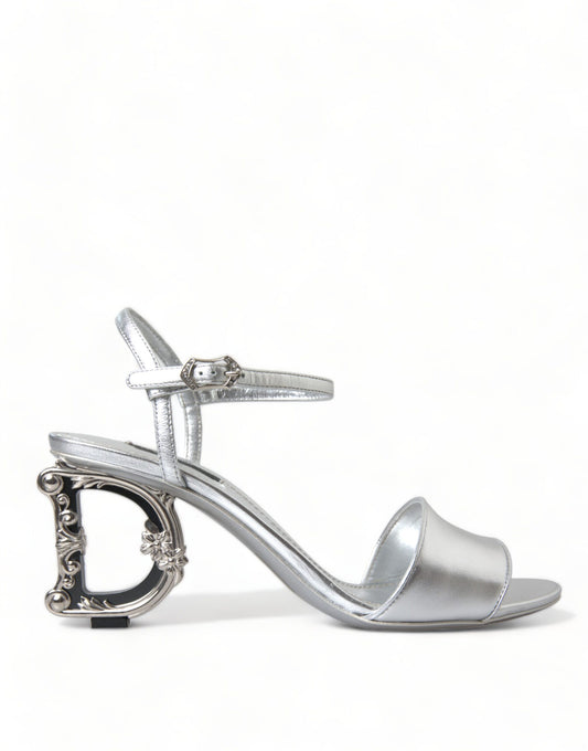 Silver Elegance Ankle Strap Sandals
