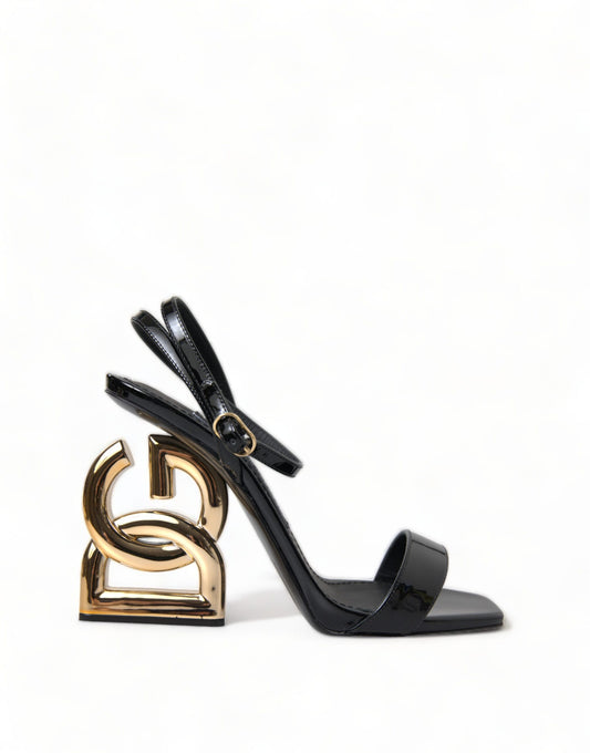 Chic Black Leather Ankle Strap Sandals