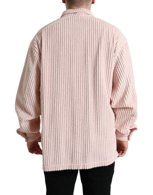 Elegant Cotton Shirt Sweater in Pink