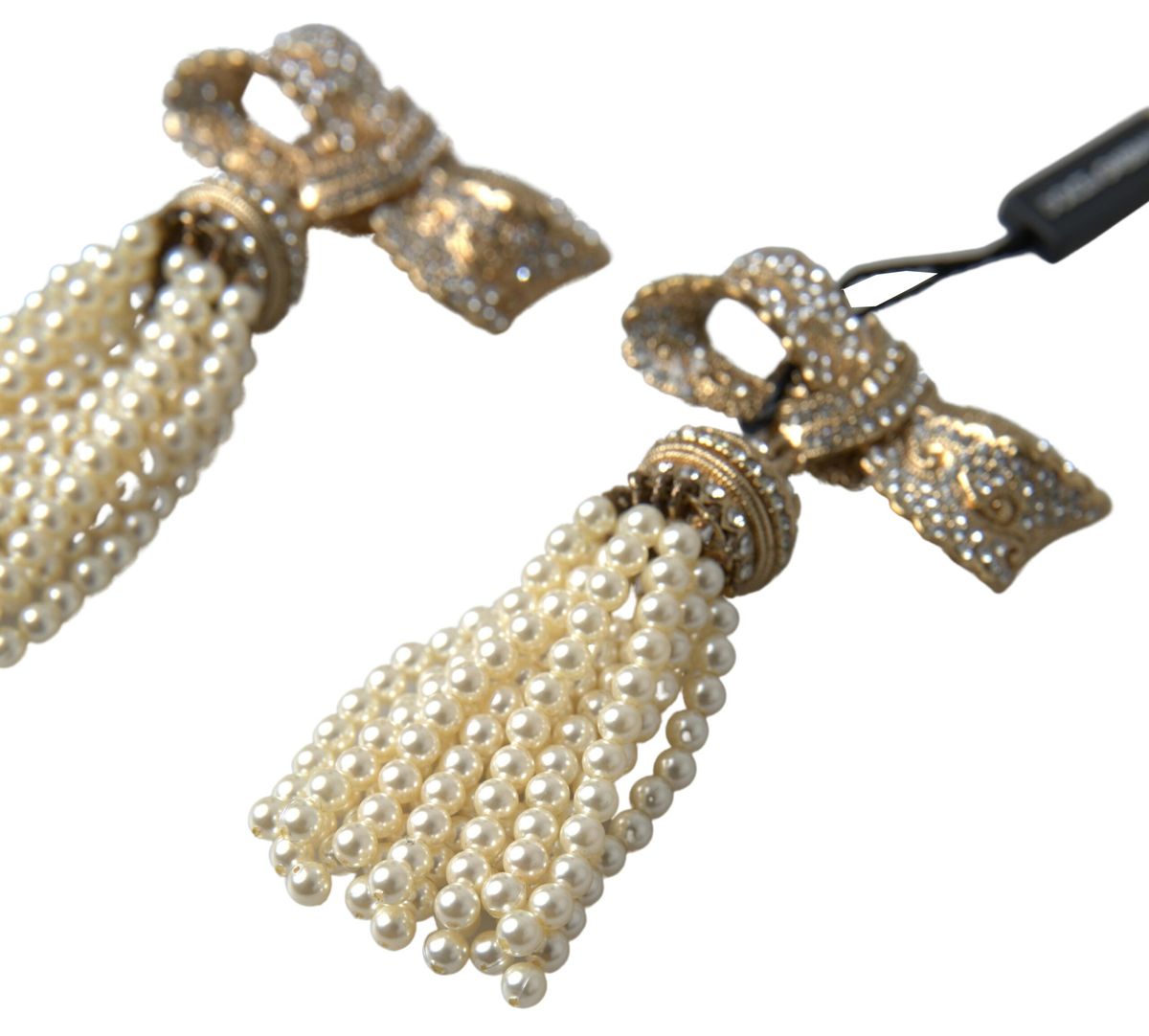 Elegant Bow Beaded Tassel Earrings