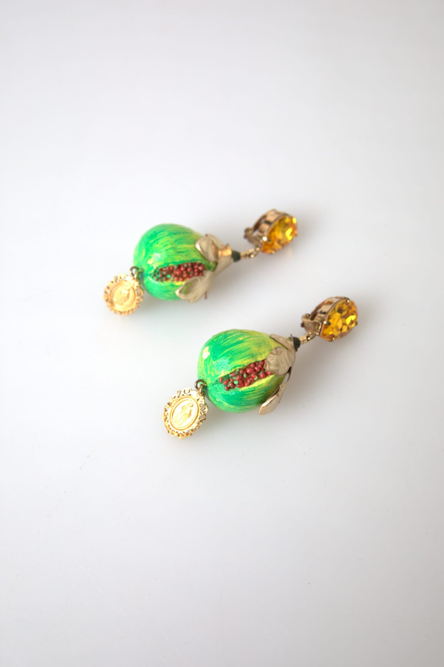 Green Fig Crystal Dangle Earrings