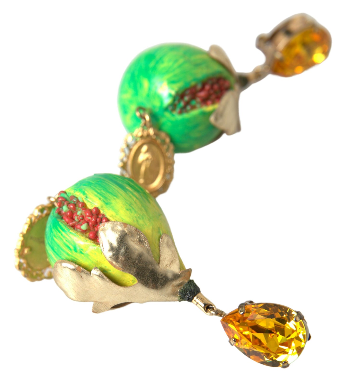 Green Fig Crystal Dangle Earrings