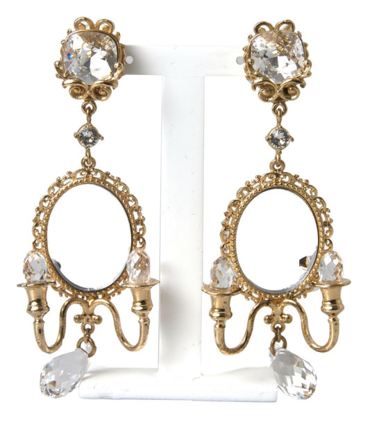 Gold Plated Mirror Chandelier Earrings