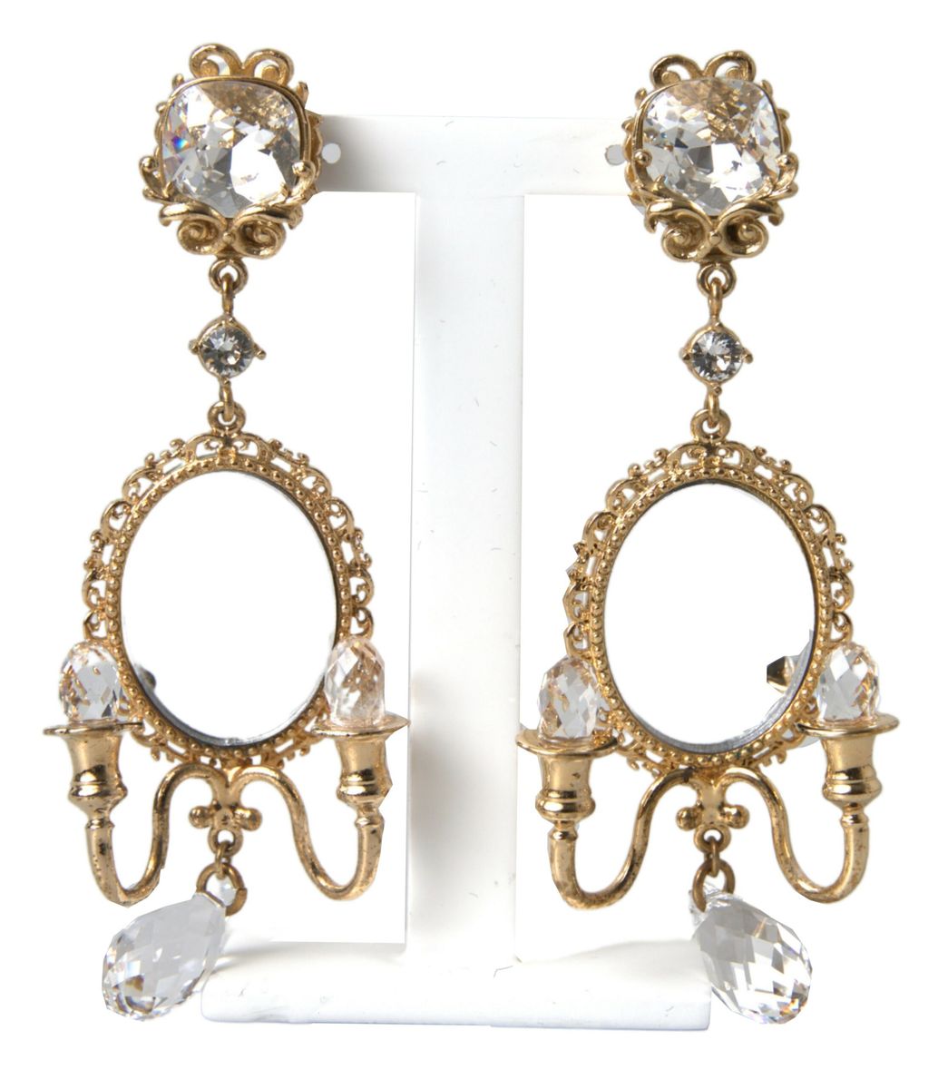 Gold Plated Mirror Chandelier Earrings