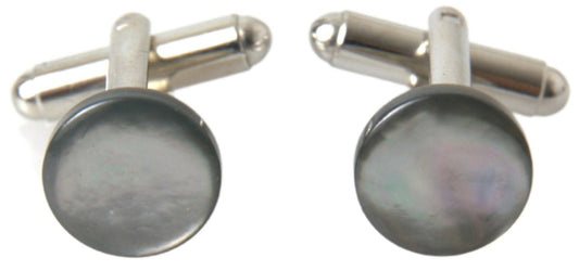 Silver Plated Brass Round Pin Men Accessory Cufflinks