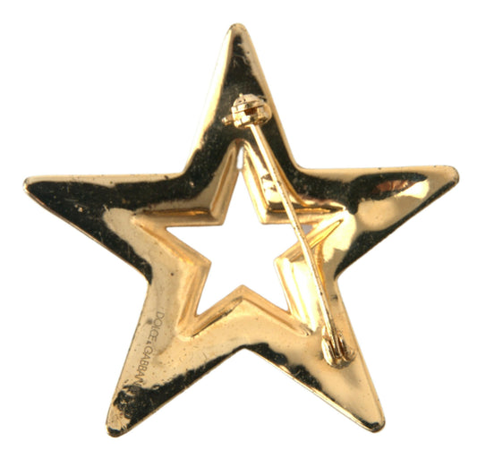 Gold Tone Brass Star Crystal Embellished Accessory Pin