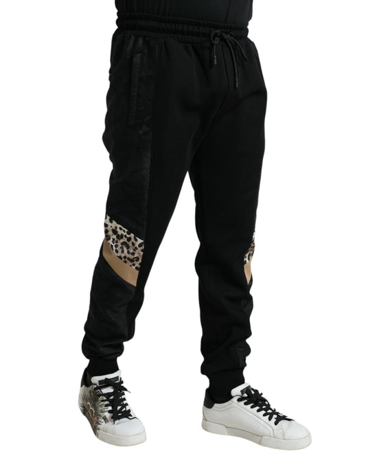 Elegant Black Leopard Jogger Pants